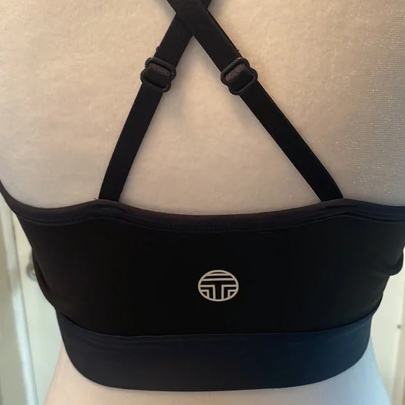Tory Sport 2 Tone Blue Sports Bra with Adjustable Crossed Spaghetti Straps Small - Picture 3 of 9